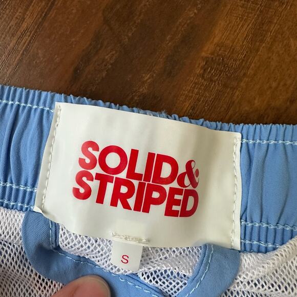 SOLID & STRIPED Swim Trunks Sky Blue Mesh Lined Drawstring Surf Beach - Picture 6 of 8